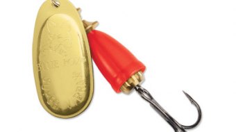 "Blue Fox Classic Vibrax Spinner" — Gold-Fluorescent Red — №4