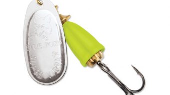 "Blue Fox Classic Vibrax Spinner" — Silver-Fluorescent Yellow — №5