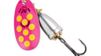"Blue Fox Classic Vibrax Spinner" — Hot Pink-Fluorescent Yellow-Silver UV — №5