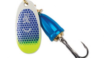 "Blue Fox Classic Vibrax Spinner" — Blue Scale Chartreuse Tip UV — №5