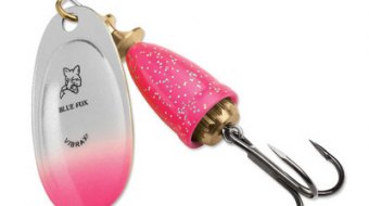 "Blue Fox Classic Vibrax Spinner" — Pink Chartreuse Candyback — №6